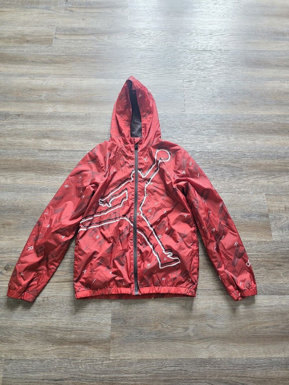 Jordan Youth Unisex Red Jumpman Windbreaker Coat Hoodie Size L